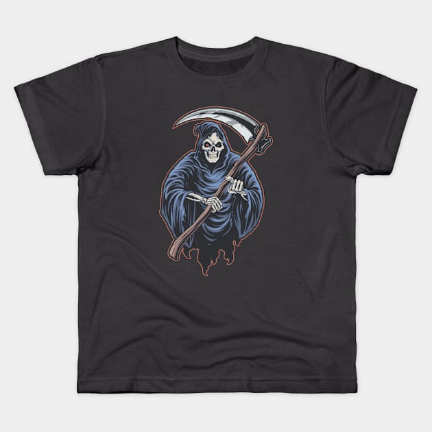 scary grim reaper Kids T-Shirt by arjunagaluh